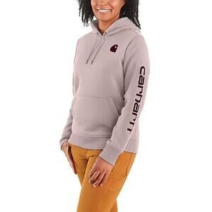 Carhartt "Relaxed Fit Midweight Logo Sleeve Graphic Hoodie" Mink Women's Size XL